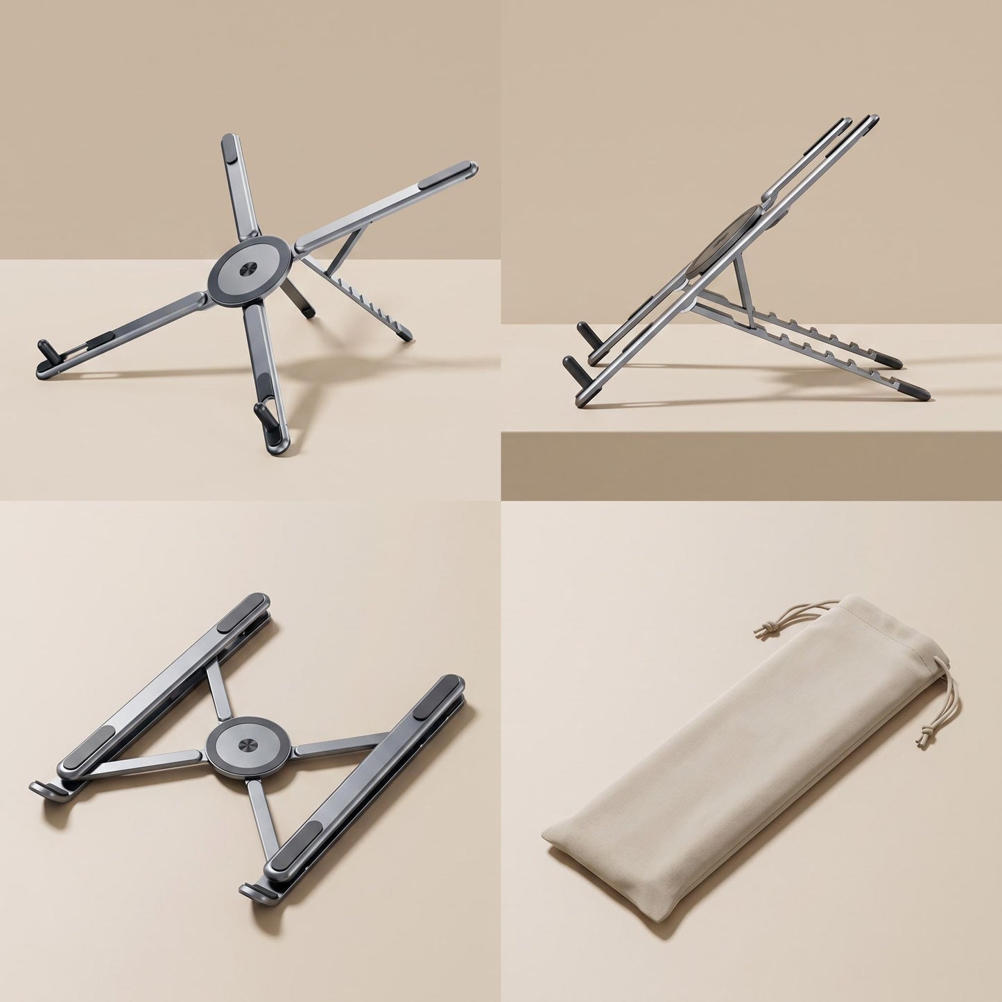 Eliketouse adjustable laptop stand, suitable for notebooks, tablets and smartphones, high-grade aluminum alloy material, with carrying bag